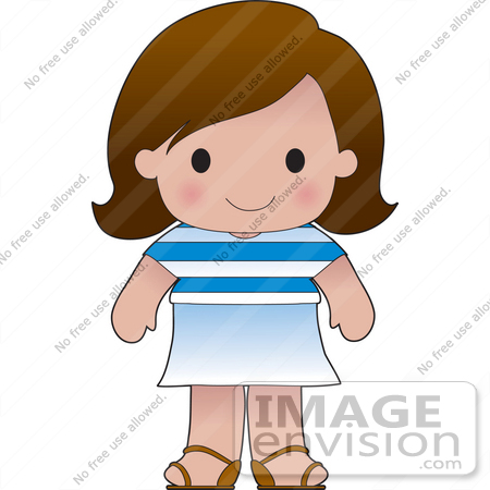 #33567 Clip Art Graphic of a Brunette Haired Poppy Character Of Greece, Wearing A Cultural Flag by Maria Bell