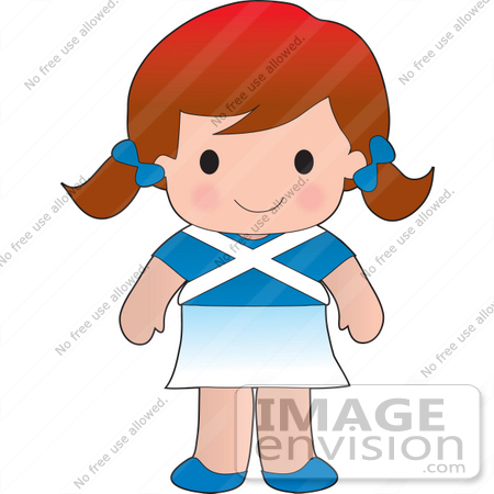 #33586 Clip Art Graphic of a Poppy Character Of Scotland, Wearing A Cultural Flag Outfit by Maria Bell