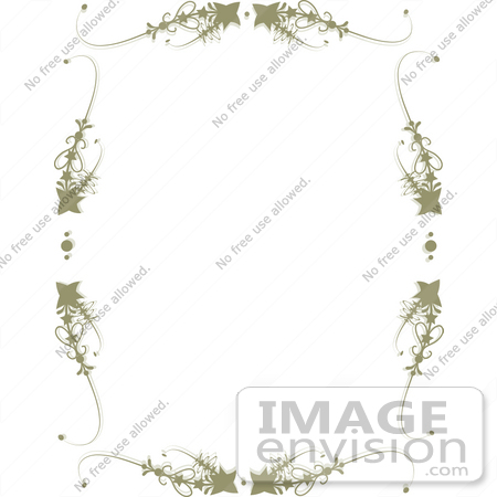 #33641 Clip Art Graphic of a Stationery Border Of Scrolls And Brown Stars Over White by Maria Bell