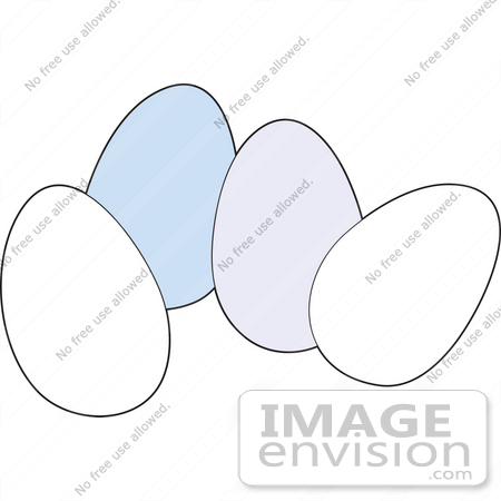 #33649 Clip Art Graphic of a Group Of Blue And White Chicken Eggs by Maria Bell