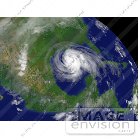#33907 Stock Photo of Hurricane Ike Located Southeast Of Galveston, Texas, Moving Toward The West-Northwest At About 13 Mph With Maximum Sustained Winds Near 105 Mph, September 12th 2008 by JVPD