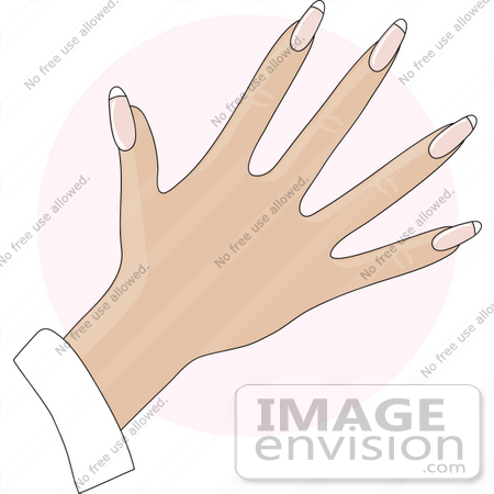 #33946 Clip Art Graphic of a Lady’s Hand With Natural French Tip Acrylic Nails by Maria Bell