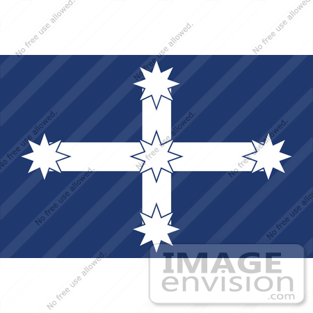 #34066 Clip Art Graphic of the Southern Cross Constellation Over Blue On The Eureka Flag Of Australia by JVPD