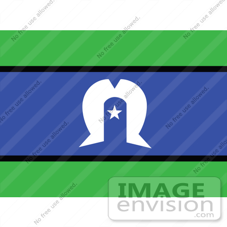 #34068 Clip Art Graphic of the White Star And Dhari And A Star On The Blue And Green The Torres Strait Islanders Australia Flag by JVPD