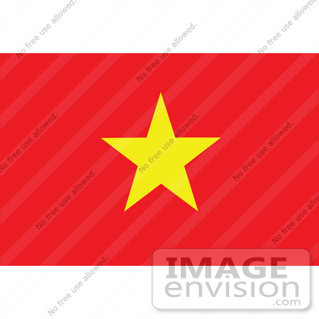 #34074 Clip Art Graphic of the Yellow Star On The Red Flag Of Vietnam by JVPD
