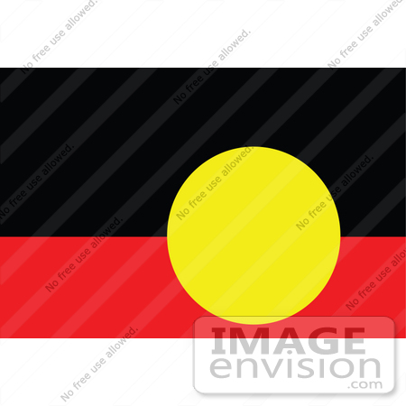 #34075 Clip Art Graphic of the Yellow Circle Over Black And Red On The Australian Aboriginal Flag by JVPD