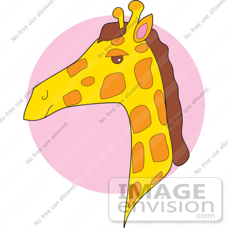 #34136 Clip Art Graphic of a Profiled Giraffe Head In A Zoo by Maria Bell