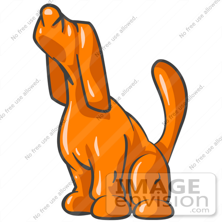 #34219 Clip Art Graphic of an Orange Hound Dog Character Sounding A Lonely Howl by Jester Arts