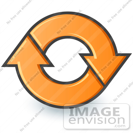 #34228 Clip Art Graphic of an Orange Circle Of Two Arrows Moving In A Clockwise Motion by Jester Arts