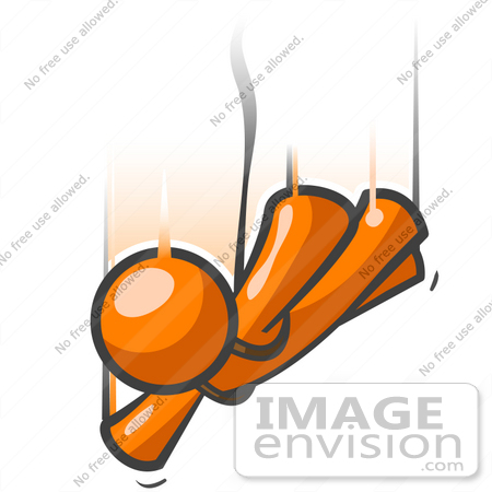 #34292 Clip Art Graphic of an Orange Guy Character Free Falling With His Arms Out While Sky Diving by Jester Arts