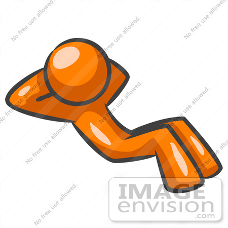 #34313 Clip Art Graphic of an Orange Guy Character With His Hands Behind His Head, Doing Sit Ups In The Fitness Gym by Jester Arts