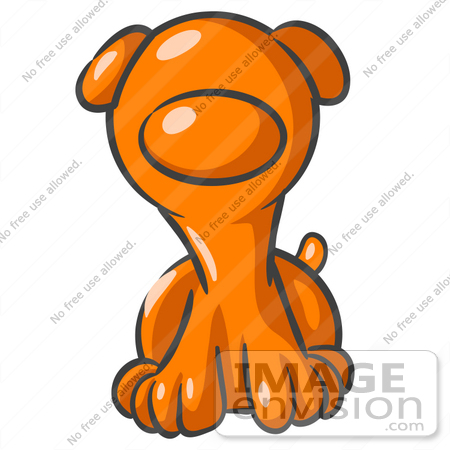 #34458 Clip Art Graphic of an Orange Dog Character Sitting And Looking Forward by Jester Arts