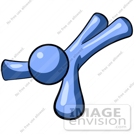 #34527 Clip Art Graphic of a Blue Guy Character Lying Down And Relaxing Or Falling by Jester Arts
