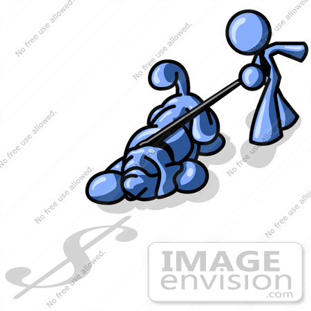 #34562 Clip Art Graphic of a Blue Guy Character With A Bloodhound Dog Sniffing Money by Jester Arts