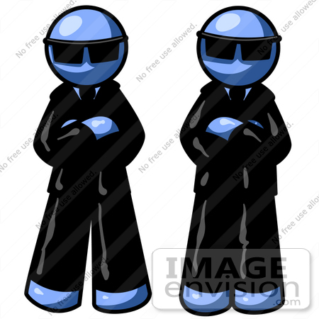 #34591 Clip Art Graphic of Blue Guy Characters In Suits And Sunglasses by Jester Arts