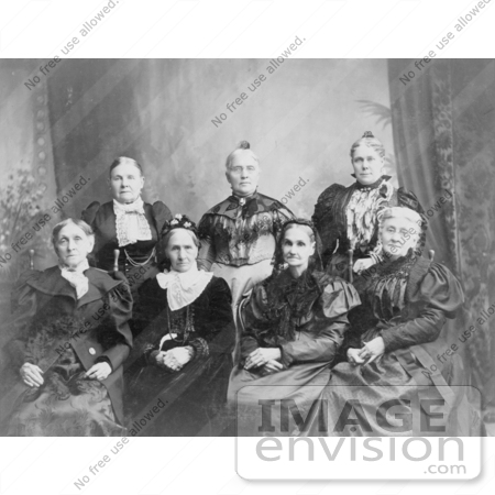 #34618 Stock Photo of 7 Women, Some Of The Wives Of Mormon Polygamist Brigham Young, Posing For A Portrait by JVPD