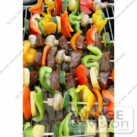 #348 Photo of Veggies and Meat on Skewers on a BBQ by Jamie Voetsch