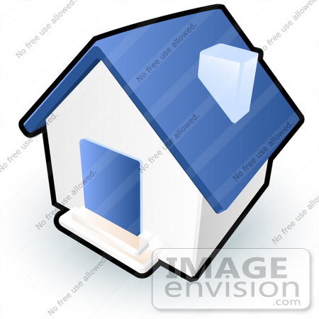 #35452 Clip Art Graphic of a Blue and White Home by Jester Arts