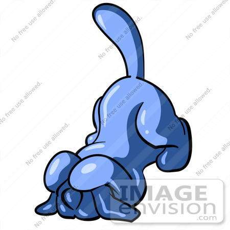#35463 Clip Art Graphic of a Blue Dog Character Covering His Head by Jester Arts