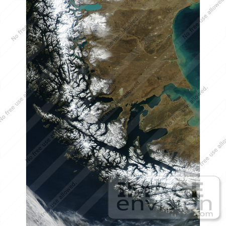 #35500 Geography Stock Photo Of The Strait Of Magellan, Chile As Seen From Space by JVPD