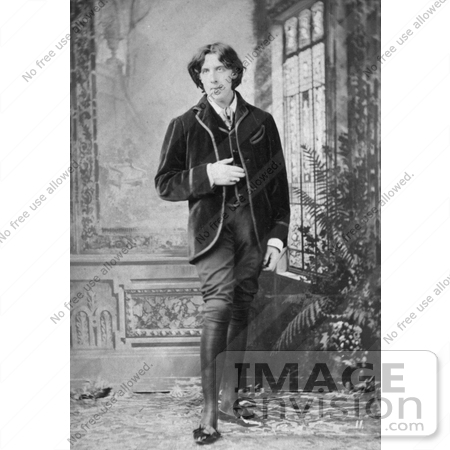 #35629 Stock Photo of Oscar Wilde Standing By Windows, One Arm At His Side, The Other At His Stomach, Looking Off by JVPD