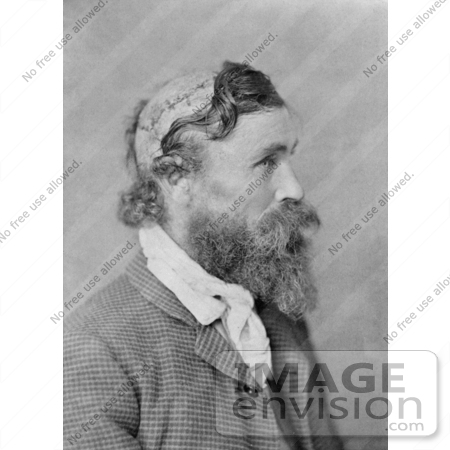 #35634 Historical Stock Photo of a Man, Robert Mcgee, Who Was Scalped By Sioux Chief Little Turtle As A Child In 1864, In Profile In 1890 by JVPD