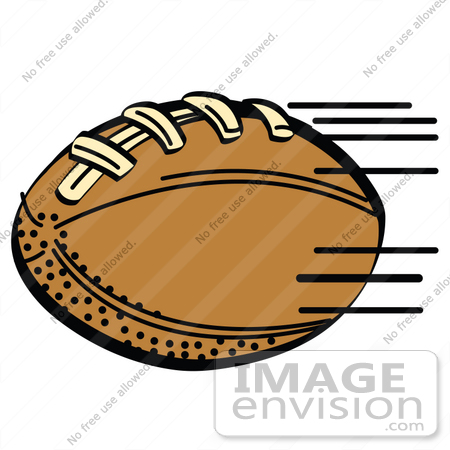 #35725 Clip Art Graphic of a Brown Leather American Football Being Tossed During A Game by Andy Nortnik