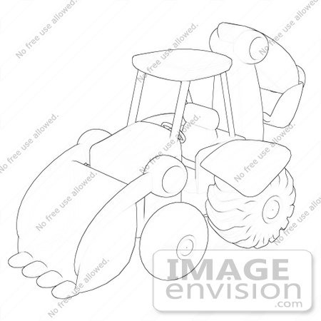 #35727 Clip Art Graphic of a Backhoe Machine, Also Known As Back Actors Or Rear Actors by Jester Arts