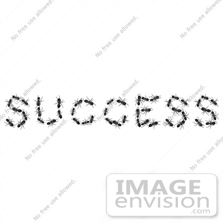 #35744 Clip Art Graphic of Black Ants Forming The Letters In The Word Success by Jester Arts