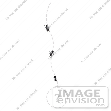 #35749 Clip Art Graphic of Three Sugar Ants Heading Towards An Unknown Discovery by Jester Arts