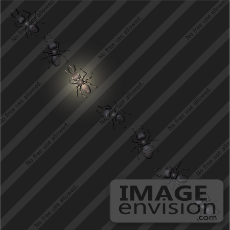 #35750 Clip Art Graphic of a Glowing Sugar Ant In A Line With Others, Invading A Kitchen At Night by Jester Arts