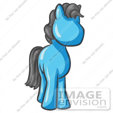 #35782 Clip Art Graphic of a Sky Blue Horse With Gray Hair by Jester Arts