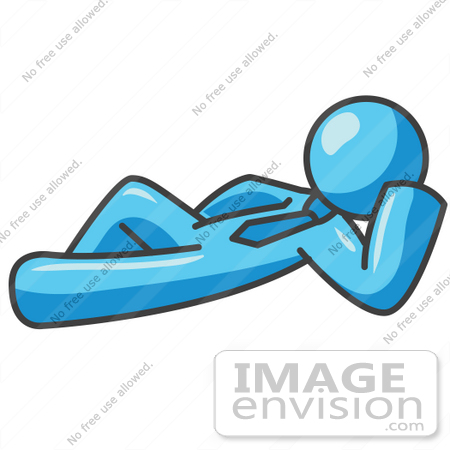 #35850 Clip Art Graphic of a Sky Blue Guy Character Relaxing by Jester Arts
