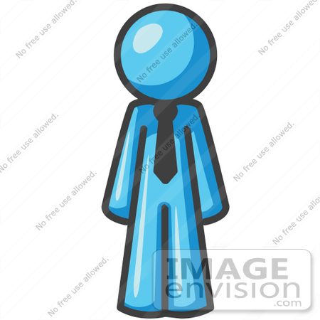 #35851 Clip Art Graphic of a Sky Blue Guy Character Standing by Jester Arts