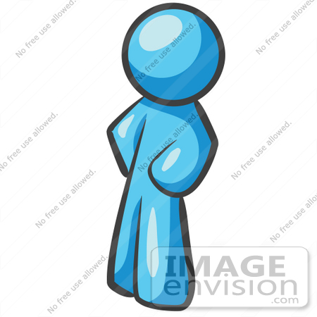 #35889 Clip Art Graphic of a Sky Blue Guy Character Standing With Hands on His Hips by Jester Arts