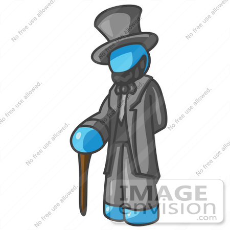 #35897 Clip Art Graphic of a Sky Blue Guy Character as Abraham Lincoln by Jester Arts