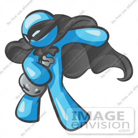 #35939 Clip Art Graphic of a Sky Blue Guy Character Thief by Jester Arts