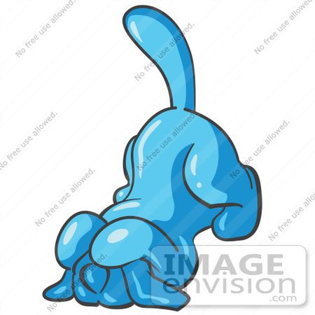 #35941 Clip Art Graphic of a Sky Blue Dog Cowering by Jester Arts