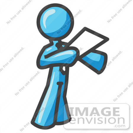#35947 Clip Art Graphic of a Sky Blue Guy Character Giving a Speech by Jester Arts