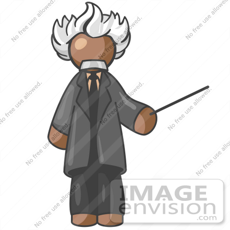 #35960 Clip Art Graphic of a Brown Guy Character as Einstein by Jester Arts