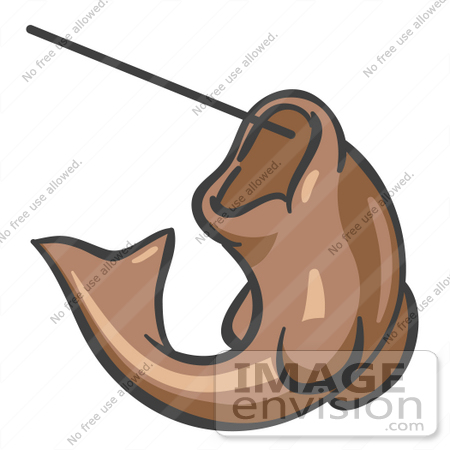 #35978 Clip Art Graphic of a Brown Fish on a Hook by Jester Arts