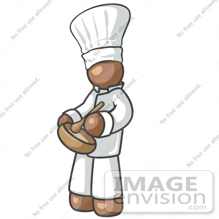#35982 Clip Art Graphic of a Brown Guy Character Chef by Jester Arts