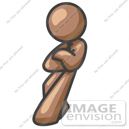 #35985 Clip Art Graphic of a Brown Guy Character Leaning by Jester Arts