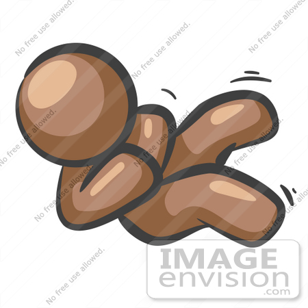 #35992 Clip Art Graphic of a Brown Guy Character Rolling Around and Giggling by Jester Arts