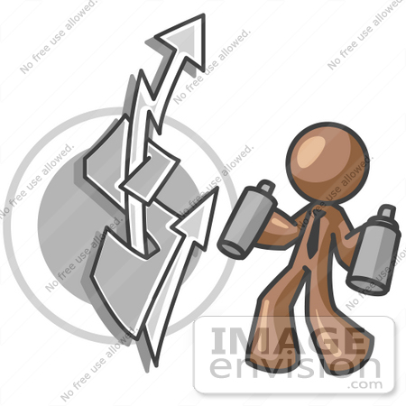 #36029 Clip Art Graphic of a Brown Guy Character Spray Painting by Jester Arts