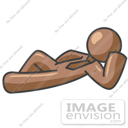 #36041 Clip Art Graphic of a Brown Guy Character Resting by Jester Arts