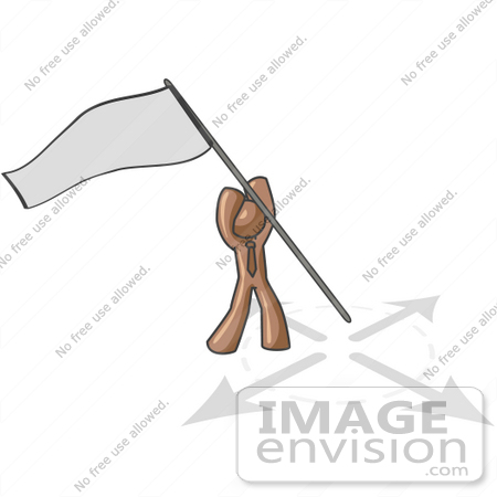#36046 Clip Art Graphic of a Brown Guy Character Putting a Flag in the Ground by Jester Arts