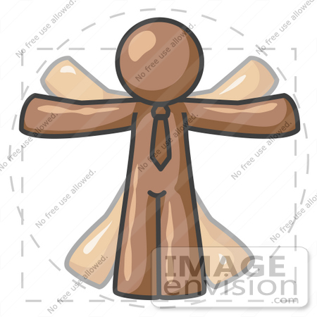 #36056 Clip Art Graphic of a Brown Guy Character Vitruvian Man by Jester Arts