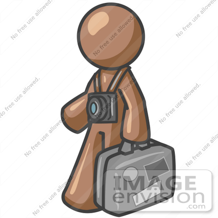 #36069 Clip Art Graphic of a Brown Guy Character Tourist by Jester Arts