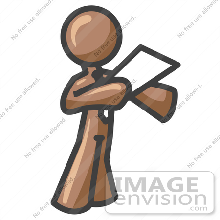 #36070 Clip Art Graphic of a Brown Guy Character Giving a Speech by Jester Arts